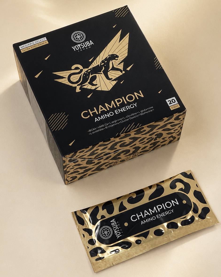 Champion Amino Energy box and stick in warm studio light