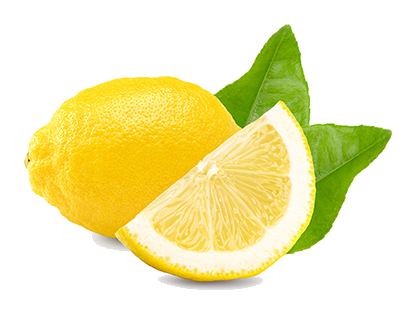 Lemon representing vitamin C on a transparent background