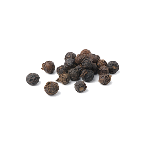 Black peppercorns representing BioPerine black pepper extract
