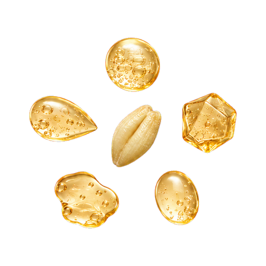 Grain and five amber elements representing the DigeZyme enzyme complex